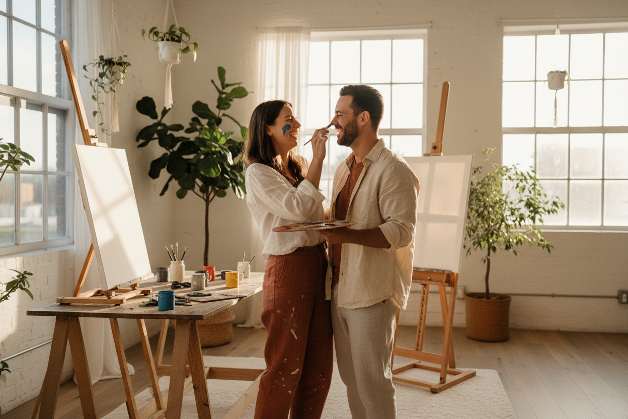 Szczęśliwa para w intymnym momencie